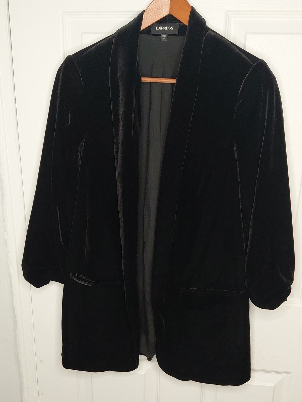 Express Black Velvet Open-Front Blazer Jacket